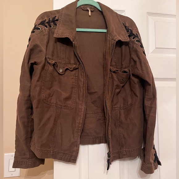 Brown Jacket with Black Embroidery - Picture 1 of 3